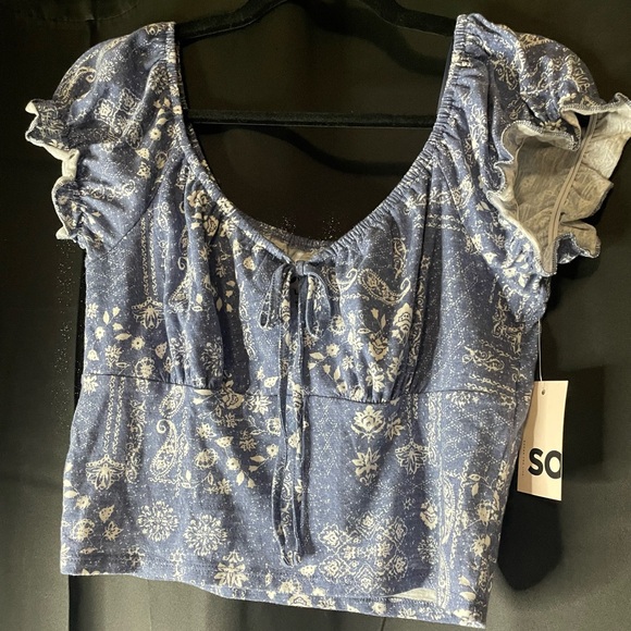 Women’s Blue & White Crop Top - Picture 3 of 3